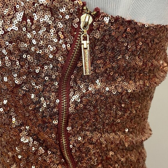 Bronx & Banco Gold Dress US Size 8 Sequin Jersey One Shoulder Goddess - Picture 7 of 16